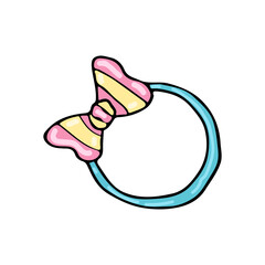 Cute, colorful bow hair accessory illustration with a playful and feminine design, great for fashion, beauty, or children's style-related projects.