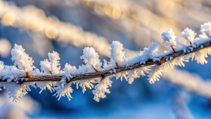 Icy twig covered in frost and snow , winter, cold, frozen, nature, branch, frosty, white, season, ice, chilly, frost