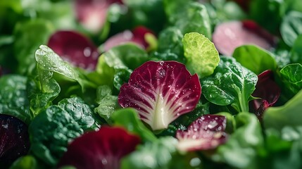 A vibrant collection of leafy greens, showcasing various shades and textures that highlight the diversity of lettuce varieties. 