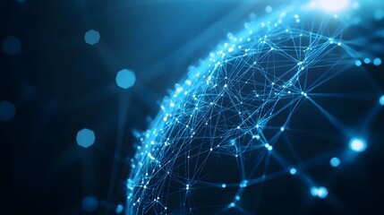 Abstract Blue Sphere of Interconnected Nodes
