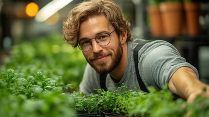 Smiling Gardener with Greenery
