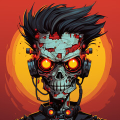 generated illustration offunny cute carton robot avatar