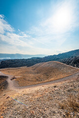 Nea Kameni Volcano island in Greece.