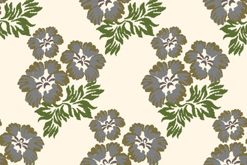 Ikat floral paisley embroidery on white background.Ikat ethnic oriental seamless pattern traditional.Aztec style abstract vector illustration.design for texture,fabric,clothing,wrapping,decoration.