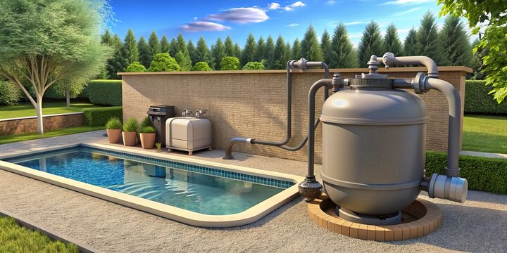 Sandfilteranlage f&uuml;r optimalen Poolbetrieb im Garten - perfekte L&ouml;sung f&uuml;r sauberes Wasser und unbeschwerte Pooltage