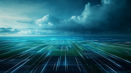 A satellite displaying weather patterns over a vast agricultural area