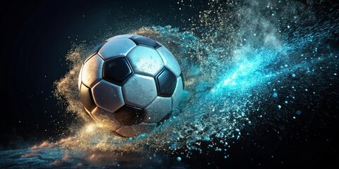 Stunning 3D Render of Soccer Ball Shattering into Particles with Generative AI Technology for Sports and Gaming Visuals