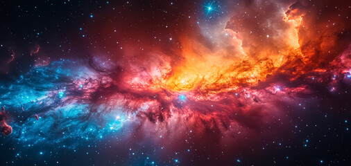 Fototapeta premium Space background with stardust and shining stars. Realistic cosmos and color nebula. Colorful galaxy