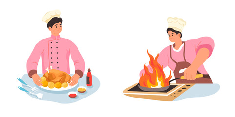 Chefs Preparing Delicious Food vector