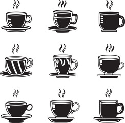 Obraz premium Silhouette Coffee and Tea Cups Vector Design