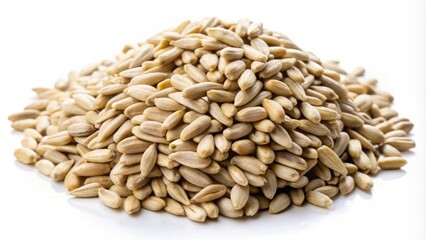 Obraz premium Raw organic sunflower kernels isolated on white background, sunflower, kernels, organic, raw, healthy, ingredient, snack, vegan