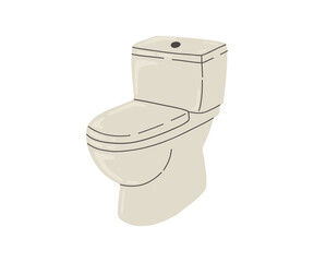 Hand drawn toilet. Toilet, bathroom, hygiene. Vector illustration in flat style.