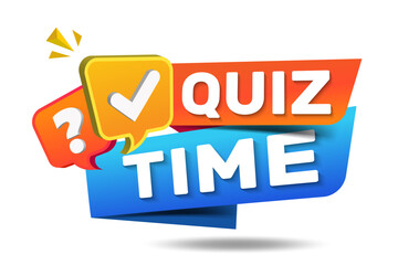 Quiz time label with question mark. Quiz time logo. Quiz time emblem for business, marketing and advertising. Vector illustration.

