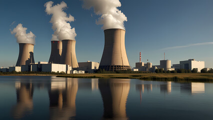 highly detailed image of a nuclear power plant reactor