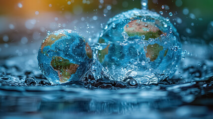 Global water awareness concept. Interconnectedness of water resources worldwide