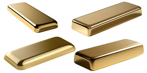Gold bar set isolated
