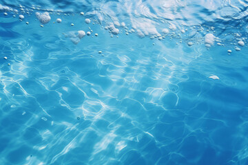 Obraz premium Processed collage of blue water waves texture in sunlight. Background for banner, backdrop