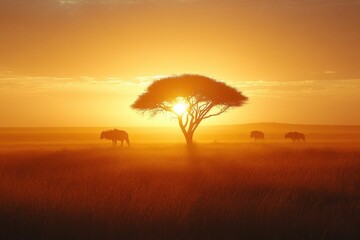 Vibrant African Savannah Sunset