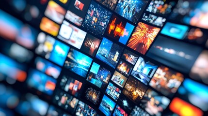 Digital Content Collection Dynamic Video Wall Displaying Diverse Images and Multimedia