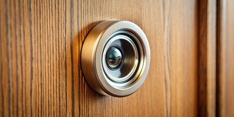 Fototapeta premium Close-up view of a peephole lens in a door , peephole, lens, door, close-up, home security, privacy, spy hole, observation
