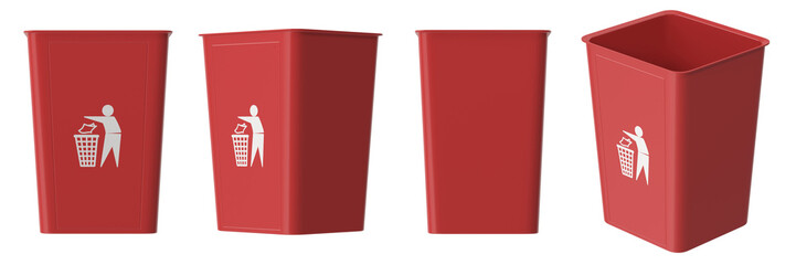 red interior Trash can