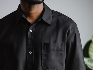 Man wearing a black shirt focus