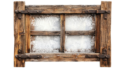 wooden window on transparent background