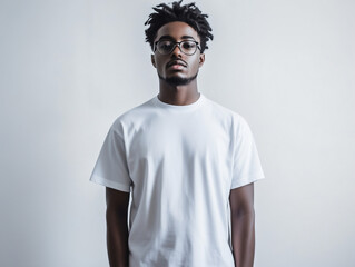 Obraz premium Man Standing in a white t-shirt