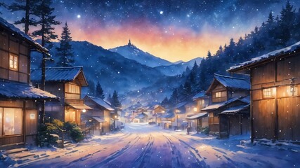 Fototapeta premium anime japan winter background
