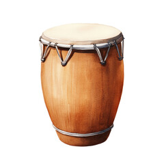 Wooden conga drum with a smooth finish on transparent background.