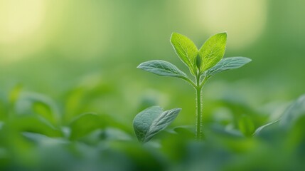A young plant sprouting amidst lush greenery, symbolizing growth and renewal.