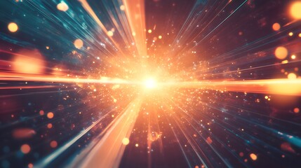 Naklejka premium Abstract Burst of Light with Streaks and Glowing Particles
