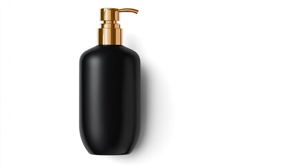 Obraz premium This elegant black pump bottle with a gold lid is perfect for showcasing cosmetics, skincare, or liquid products in any setting.