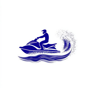 recommend clip art: Silhouette of person riding jet ski on stylized wave design