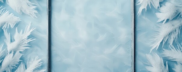 A serene, icy blue background with delicate white frosty edges, perfect for a winter-themed design or festive greeting.
