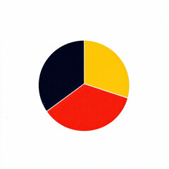 Fototapeta premium Colorful pie chart with three sections in navy yellow and red