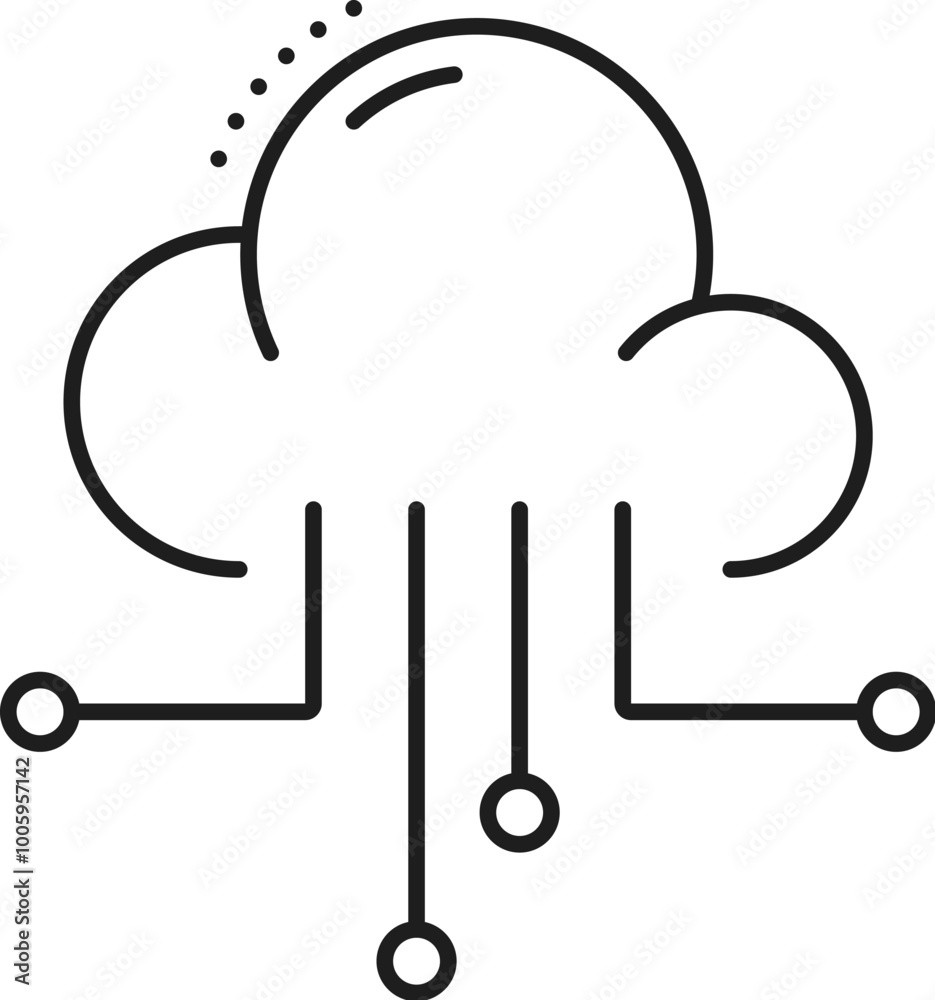 Poster cloud data analytics and analysis line icon. finance performance data remote analytics service sign,