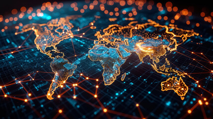 Internet technology with global communication network connected around the world