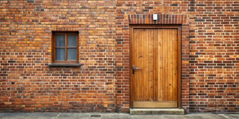Brick building with wooden door and sign on door , architecture, brickwork, entrance, vintage, traditional