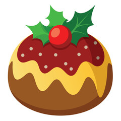 Christmas pudding illustration on white background.