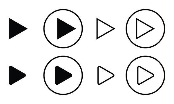 Play button icon set. Play Icon set. Play button vector icon. Video play button icon set. Start audio or video action media symbol.