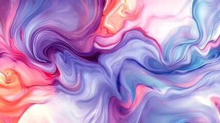 Fototapeta premium Captivating Dynamic Fluid Abstract with Vibrant Swirling Brushstrokes and Dreamlike Ethereal Hues Mesmerizing flow of paint or ink effects striking contrast between soft and bold tones