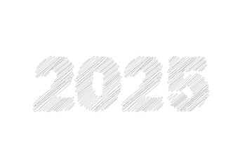 Line art sketch style Happy New Year 2025 banner or background design Hand drawn new year 2025 vector concept design © uzairaliengg@gmail.c