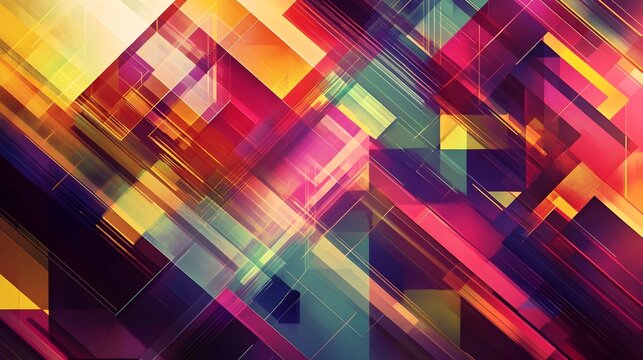 Vibrant dynamic and mesmerizing abstract background featuring a kaleidoscopic composition of geometric shapes patterns and vibrant colors  This digital creates a playful psychedelic