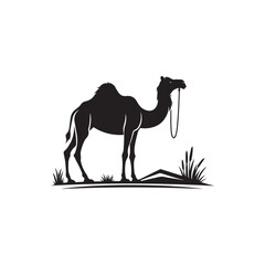 Black Camel Vector Silhouette - Simple Icon Design. Vector illustration.
