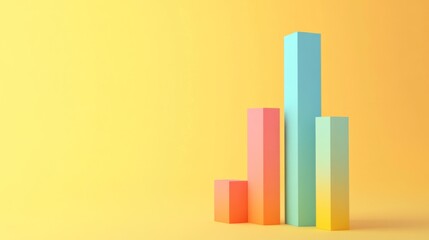 A colorful bar graph against a gradient background, representing data visualization.