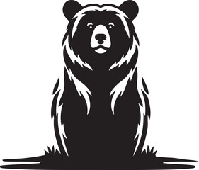 Wildlife App Icon - Grizzly or Polar Bear Silhouette in Flat Vector. Vector illustration.