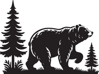 Grizzly and Polar Bear Silhouette Icon - Flat Design for Animal Apps. Vector illustration.