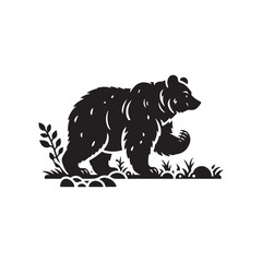 Animal Wildlife Silhouette Icon - Grizzly or Polar Bear Flat Vector. Vector illustration.