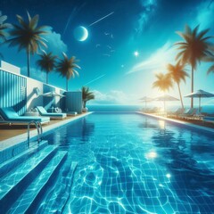 Fototapeta premium Blue Clean And Transparent Pool water